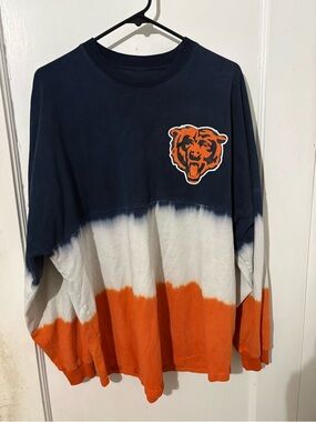 Chicago Bears Fanatics Ombre Spirit Jersey Shirt Large Long Sleeve Navy Orange